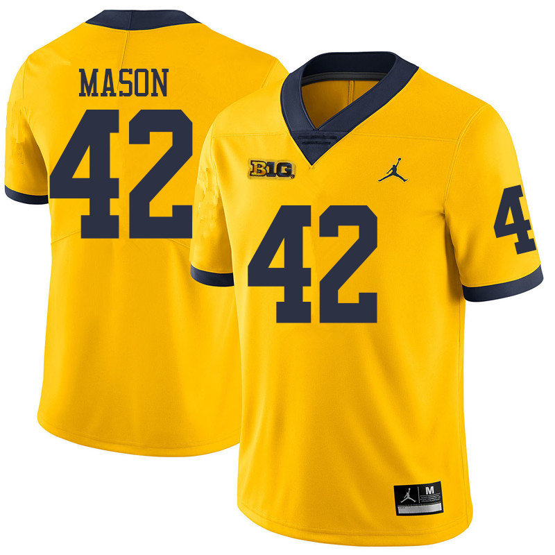 Jordan Brand Men #42 Ben Mason Michigan Wolverines College Football Jerseys Sale-Yellow
